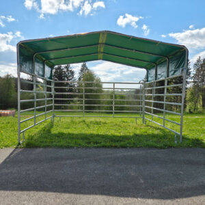 Abri de prairie mobile et démontable pour chevaux de grande taille ou matériel. Dimension 4mx3m60 Réalisé en acier galvanisé à chaud