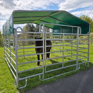 Abri de prairie mobile et démontable pour chevaux de grande taille ou matériel. Dimension 4mx3m60 Réalisé en acier galvanisé à chaud
